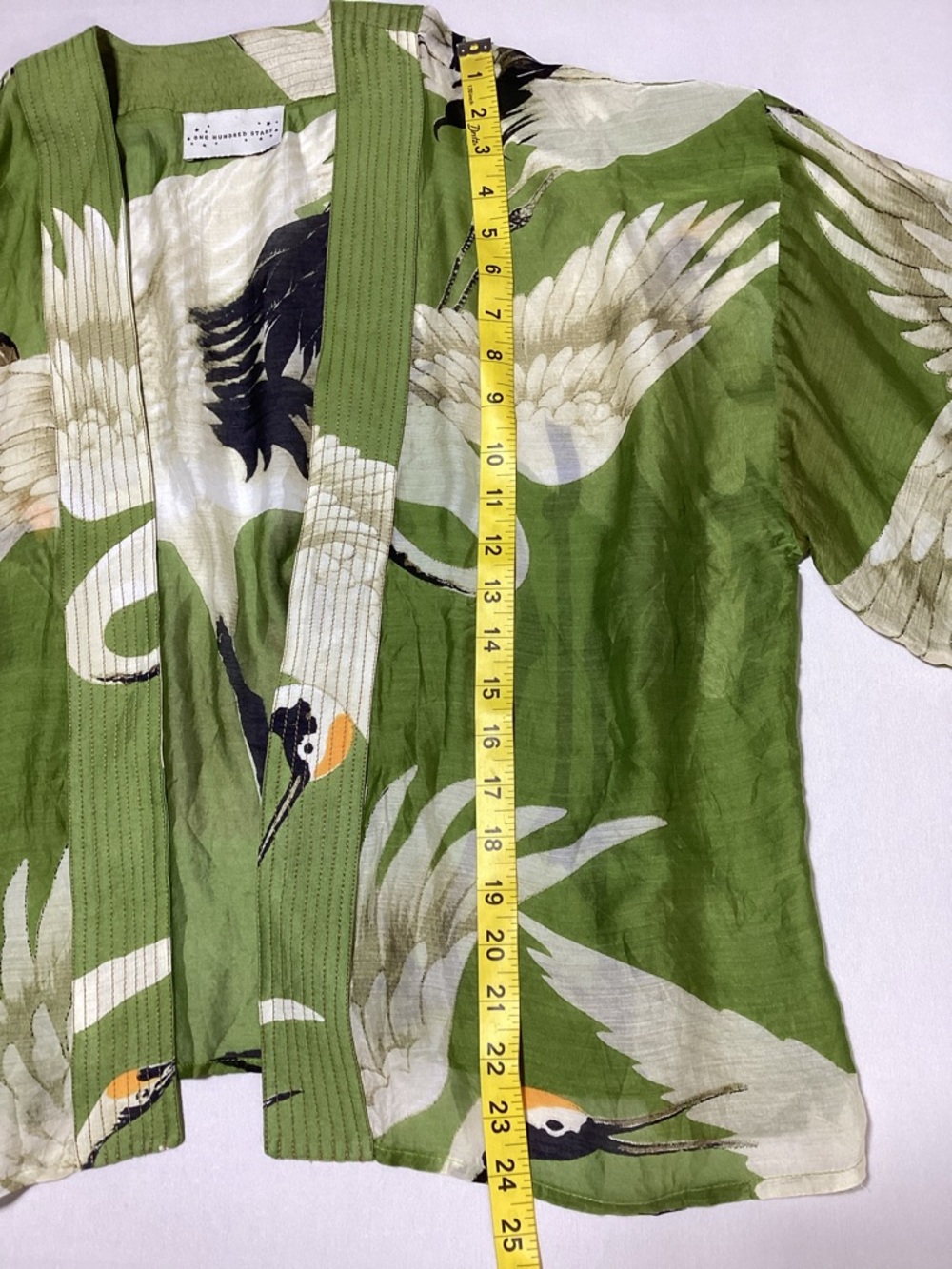 One Hundred Stars Stork Print Lightweight Kimono Top - Picture 8 of 9